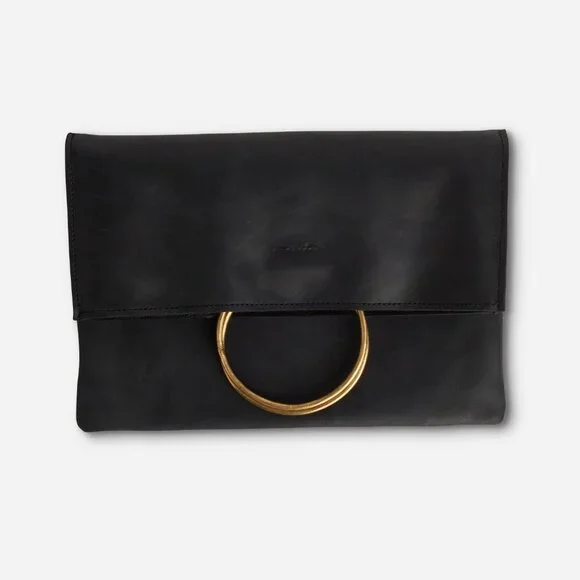 Parker Clay NWT Nyala Small leather Foldover Clutch black - Picture 4 of 4